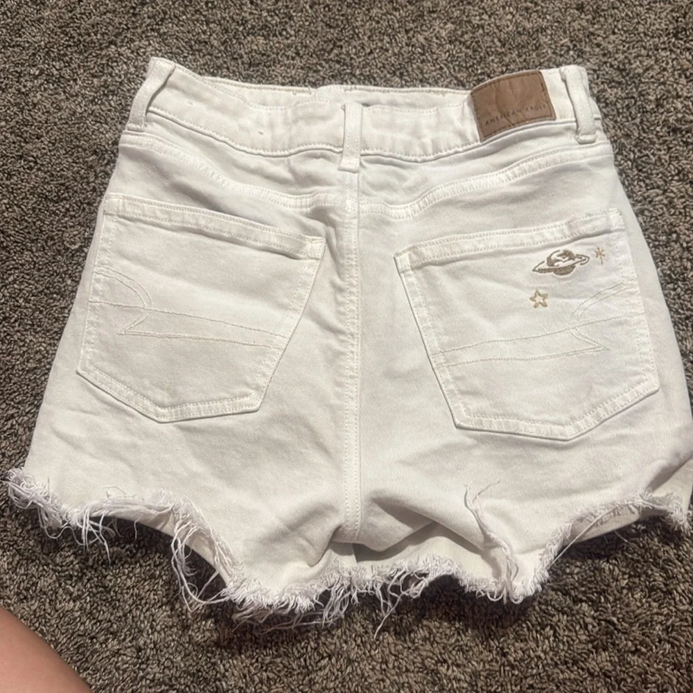American Eagle White Jean Shorts with Embroidery - Picture 2 of 4